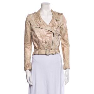 Giorgio Brato Authentic New Gold Metallic Motorcycle Biker Jacket 40 Small Italy
